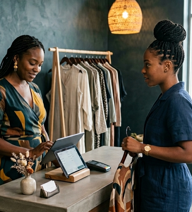 Shop owner managing her store